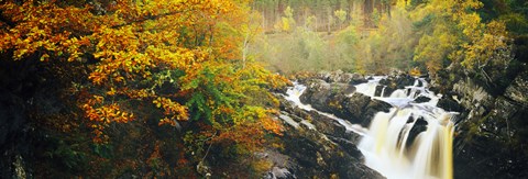 Framed Waterfall in autumn, Rogie Falls, Black Water, Garve, Ross-Shire, Scotland Print