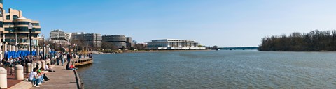 Framed Visitors at Old Georgetown waterfront, Potomac River, Washington DC, USA Print
