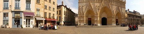 Framed Facade of a cathedral, St. Jean Cathedral, Lyon, Rhone, Rhone-Alpes, France Print