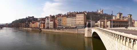 Framed Bonaparte Bridge over the Saone River, Lyon, Rhone, Rhone-Alpes, France Print