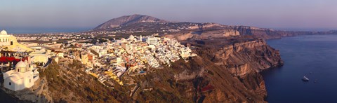 Framed High angle view of a town at coast, Fira, Santorini, Cyclades Islands, Greece Print