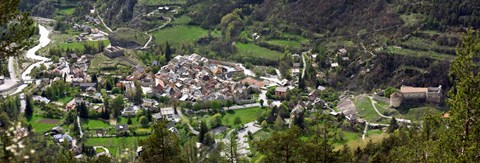 Framed High angle view of a town, Annot, Alpes-de-Haute-Provence, Provence-Alpes-Cote d&#39;Azur, France Print