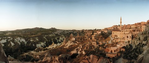 Framed High angle view of buildings in a village, Cappadocia, Central Anatolia Region, Turkey Print