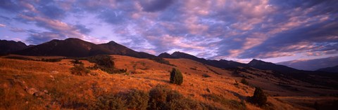 Framed Clouds over mountainous landscape at dusk, Montana, USA Print