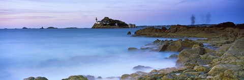 Framed Lighthouse at L'ile Louet, Tahiti Bay, Carantec, Finistere, Brittany, France Print