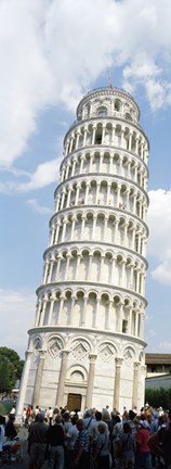 Framed Tourists looking at a tower, Leaning Tower Of Pisa, Piazza Dei Miracoli, Pisa, Tuscany, Italy Print