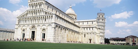Framed Tower with a cathedral, Leaning Tower Of Pisa, Pisa Cathedral, Piazza Dei Miracoli, Pisa, Tuscany, Italy Print