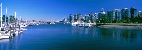 Framed Boats at a marina, Vancouver, British Columbia, Canada Print