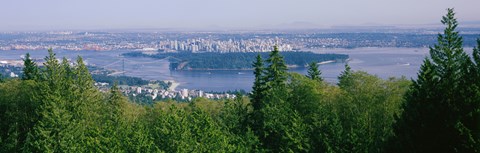 Framed Vancouver viewed from from a far, British Columbia, Canada Print