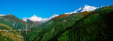 Framed Bridge at Simplon Pass road in autumn, Valais Canton, Switzerland Print