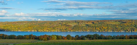 Framed Lake surrounded by hills, Keuka Lake, Finger Lakes, New York State, USA Print