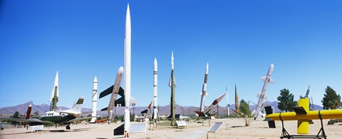 Framed Missiles at a museum, White Sands Missile Range Museum, Alamogordo, New Mexico Print