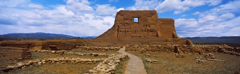 Framed Main structure in Pecos Pueblo mission church ruins, Pecos National Historical Park, New Mexico, USA Print