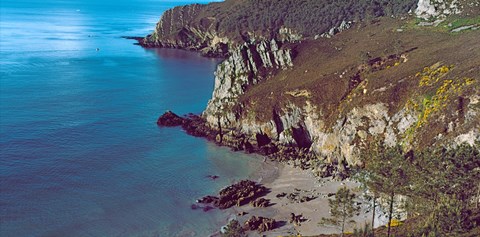 Framed High angle view of a coast, Crozon, Finistere, Brittany, France Print