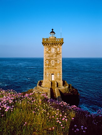 Framed Lighthouse at the coast, Kermorvan Lighthouse, Finistere, Brittany, France Print