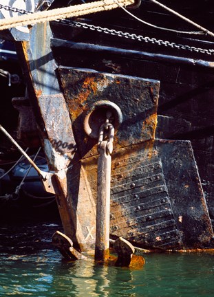 Framed Anchor of a Tall ship in Douarnenez harbor, Finistere, Brittany, France Print