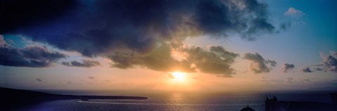 Framed Sea at sunset, Santorini, Cyclades Islands, Greece Print