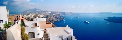 Framed High angle view of a town at coast, Santorini, Cyclades Islands, Greece Print