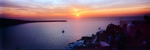 Framed Town at sunset, Santorini, Cyclades Islands, Greece Print