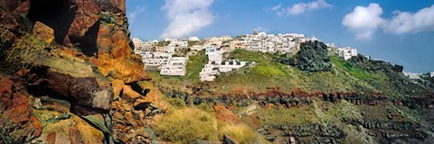 Framed Houses on a hill, Santorini, Greece Print