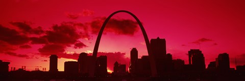 Framed Gateway Arch with city skyline at sunset, St. Louis, Missouri Print