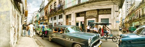 Framed Old cars on a street, Havana, Cuba Print