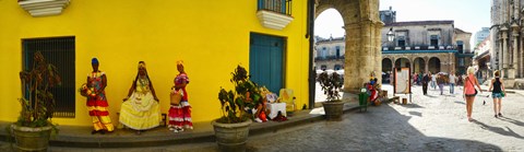 Framed People in Native dress on Plaza De La Catedral, Havana, Cuba Print