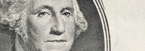Framed Details of George Washington&#39;s image on the US dollar bill Print