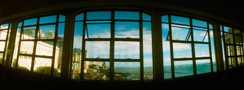 Framed Coast viewed through from a window of Lacerda Elevator, Pelourinho, Salvador, Bahia, Brazil Print