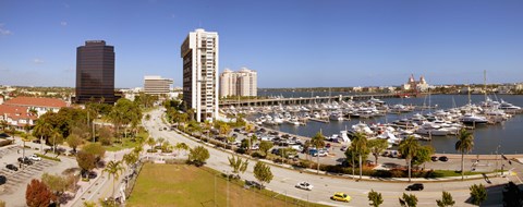 Framed Boats at a marina, West Palm Beach, Palm Beach County, Florida, USA Print