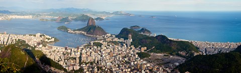 Framed Aerial view of  Guanabara Bay, Rio De Janeiro, Brazil Print