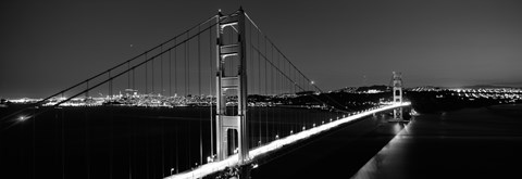 Framed Golden Gate Bridge at Dusk, San Francisco (black &amp; white) Print