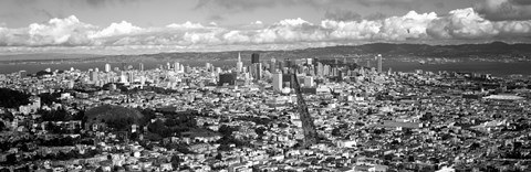 Framed San Francisco as Viewed from Twin Peaks (black &amp; white) Print