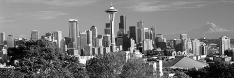 Framed View of city in black and white, Seattle, King County, Washington State, USA 2010 Print