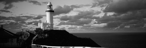 Framed Lighthouse at the coast, Broyn Bay Light House, New South Wales, Australia (black and white) Print