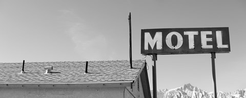 Framed Low angle view of a motel sign, Eastern Sierra, Lone Pine, California, USA Print
