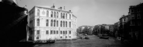 Framed Canal buildings in black and white, Grand Canal, Venice, Italy Print