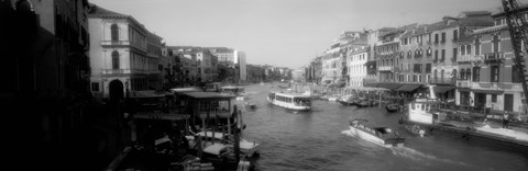 Framed Grand Canal in black and white, Venice, Italy Print