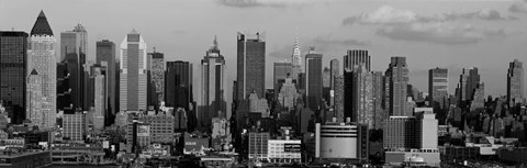 Framed Manhattan Skyline in Black and White Print