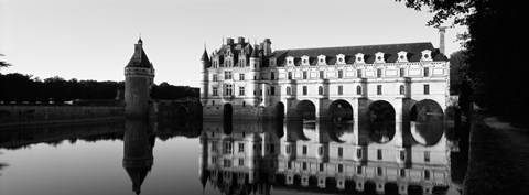 Framed Chateau de Chenonceaux Loire Valley France (black and white) Print