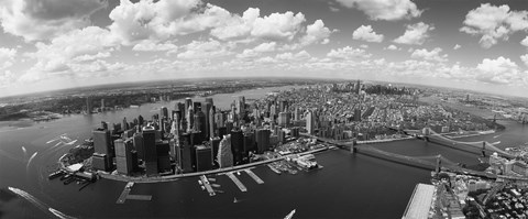 Framed Aerial View of New York City (black &amp; white) Print