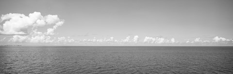 Framed Panoramic view of the ocean, Atlantic Ocean, Bermuda (black and white) Print
