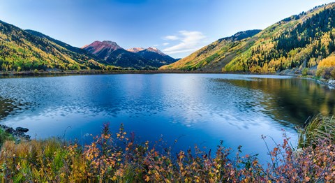 Framed Crystal Lake surrounded by mountains, Ironton Park, Million Dollar Highway, Red Mountain, San Juan Mountains, Colorado, USA Print