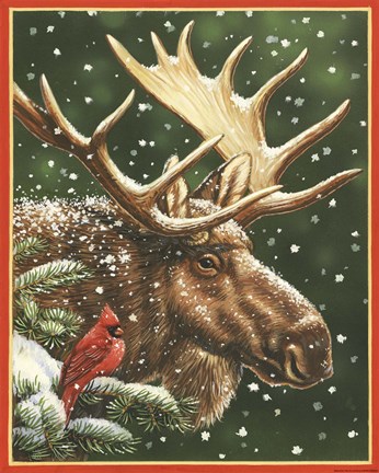 Framed Winter Moose Print