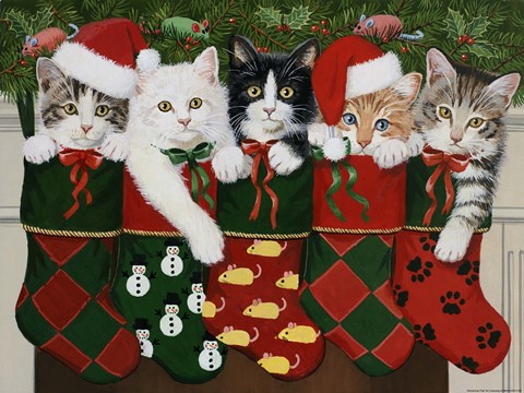Framed Christmas Kittens Print
