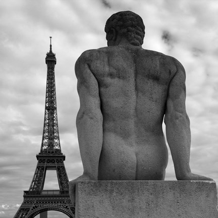 Framed Eiffel and Man Print