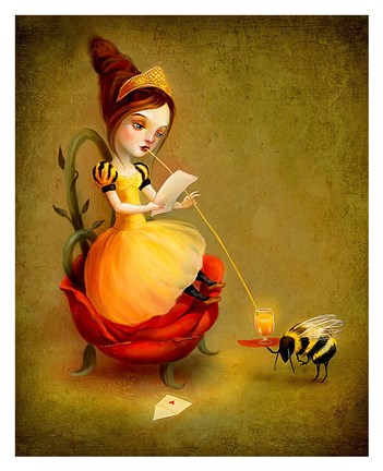 Framed Queen Bee Reads a Love Letter Print