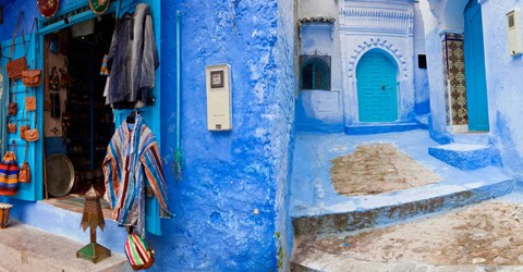Framed Store in a street, Chefchaouen, Morocco Print