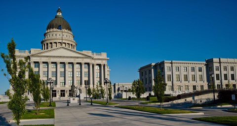 Framed Facade of a Government Building, Utah State Capitol Building, Salt Lake City, Utah Print
