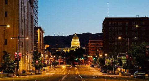 Framed Utah State Capitol Building at Night, Salt Lake City, Utah Print